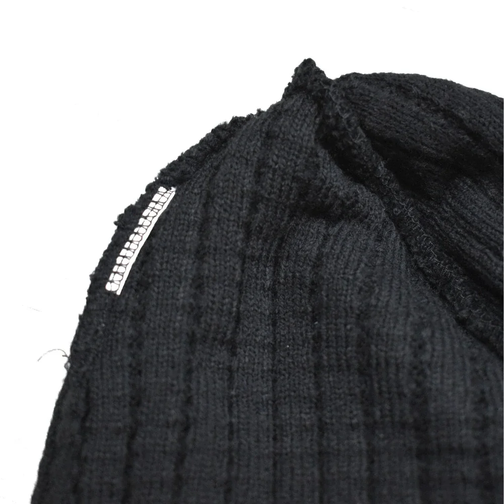 The North Face Skull Cap Beanie Mens Black Gray Striped Ribbed Knit Gorpcore Y2K